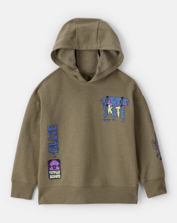 Boys Skateboard Long-Sleeve Fleece Pullover Hoodie - Green, 