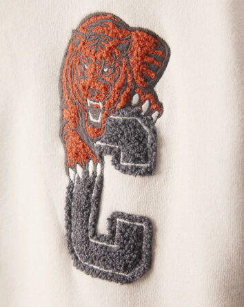 Boys Fleece Hooded Varsity Jacket - Cream, 