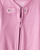 Baby Girl Fleece Loose Fit 1-Piece Pajamas-Pink, image 2 of 4 slides