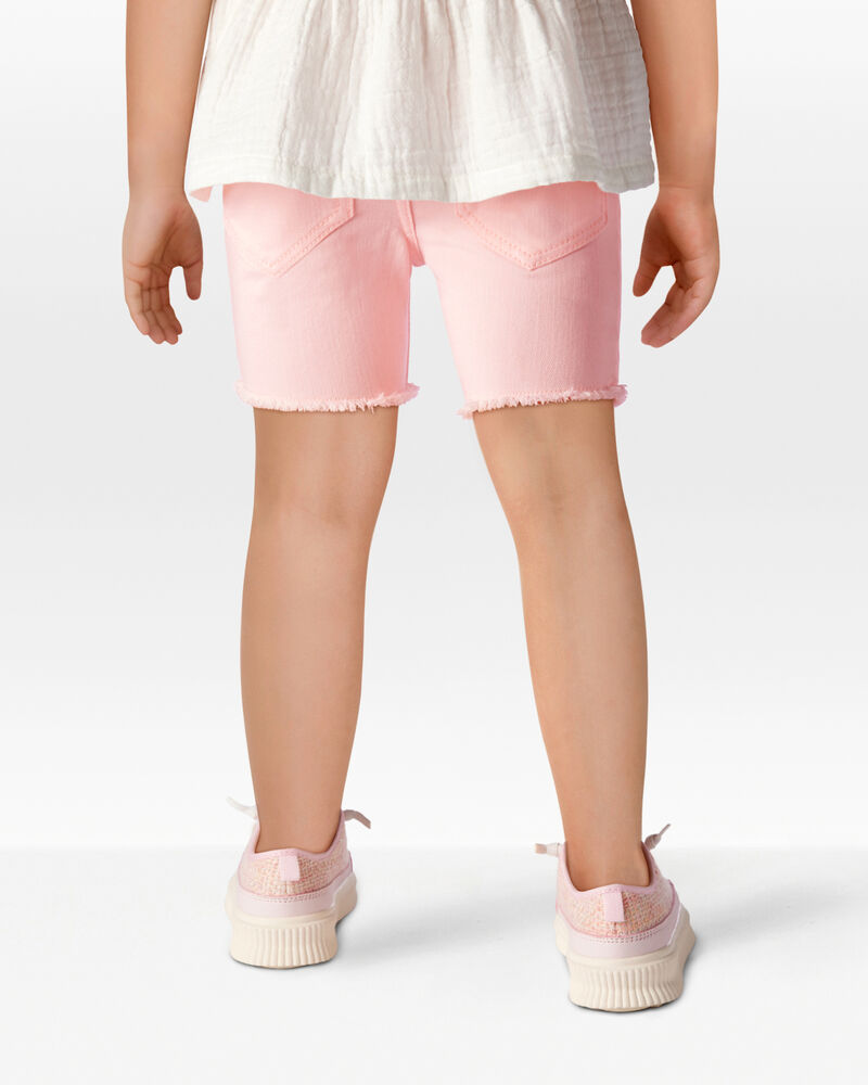 Toddler Iconic Denim Shorts: Frayed Hem - Pink, image 3 of 6 slides