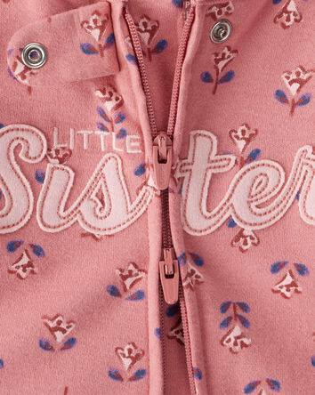 Baby Little Sister 2-Way Zip Cotton Sleep & Play Pajamas, 
