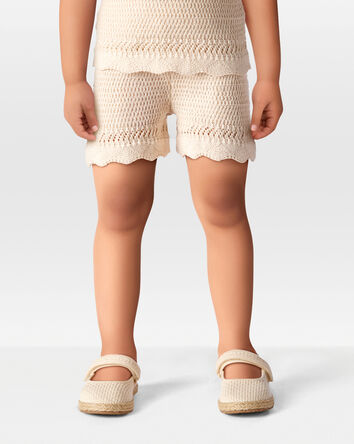 Toddler Crotchet Knit Shorts - Ivory, 