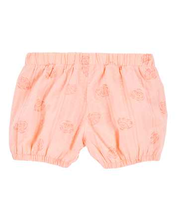 Baby Seashell Pull-On Cotton Shorts - Coral, 