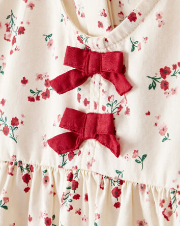 Toddler Girl Floral Print 100% Cotton Long-Sleeve Top - Ivory, 