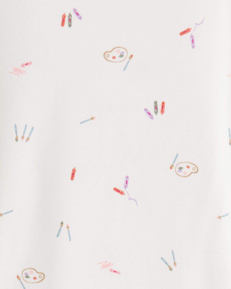 Toddler Girl Painting & Coloring Print PurelySoft Long-Sleeve 2-Piece Pajamas - Ivory, image 3 of 5 slides