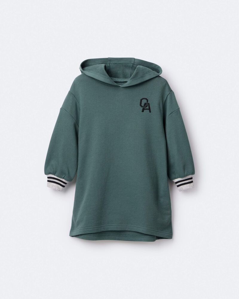 Toddler Girl Long-Sleeve Hooded Sweatshirt Dress - Green, image 2 of 7 slides