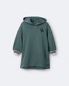 Toddler Girl Long-Sleeve Hooded Sweatshirt Dress - Green, image 2 of 7 slides