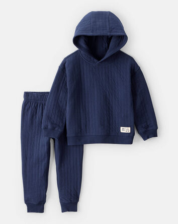 Toddler Boy 2-Piece Hooded Tee & Pant Set - Navy, 