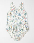 Toddler Girl Recycled Tropical Print Swimsuit, image 1 of 4 slides