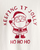 Toddler Christmas Keeping It Jolly Santa Long-Sleeve Graphic Tee - White, image 2 of 3 slides