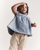 Toddler Girl Sleeveless Denim Top in Avenue Wash - Blue, image 5 of 6 slides