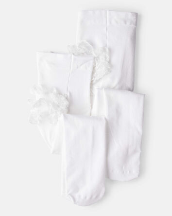 Baby Girl 2-Pack Tights - White, 