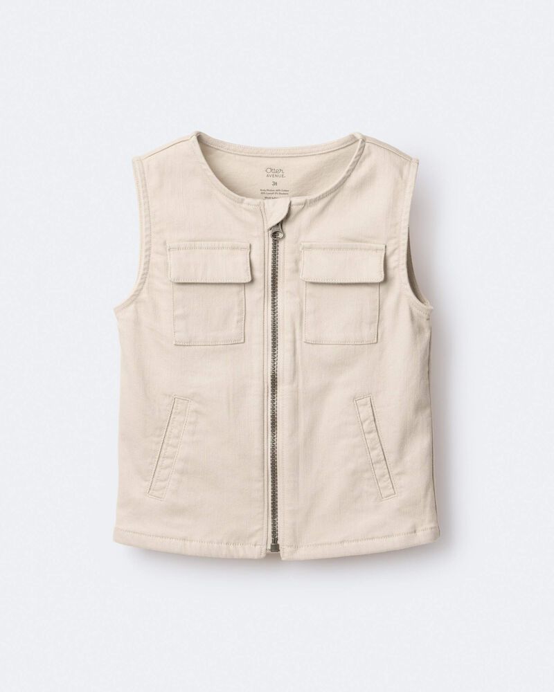 Toddler Zip-Up Vest - Khaki, image 2 of 6 slides