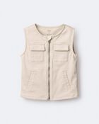 Toddler Zip-Up Vest - Khaki, image 2 of 6 slides
