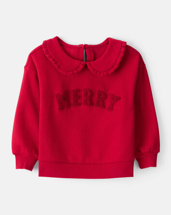 Toddler Girl DayDream Fleece Christmas Merry Long-Sleeve Pullover Sweatshirt - Red, 