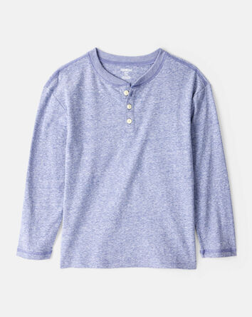 Boys Long-Sleeve Henley - Blue, 