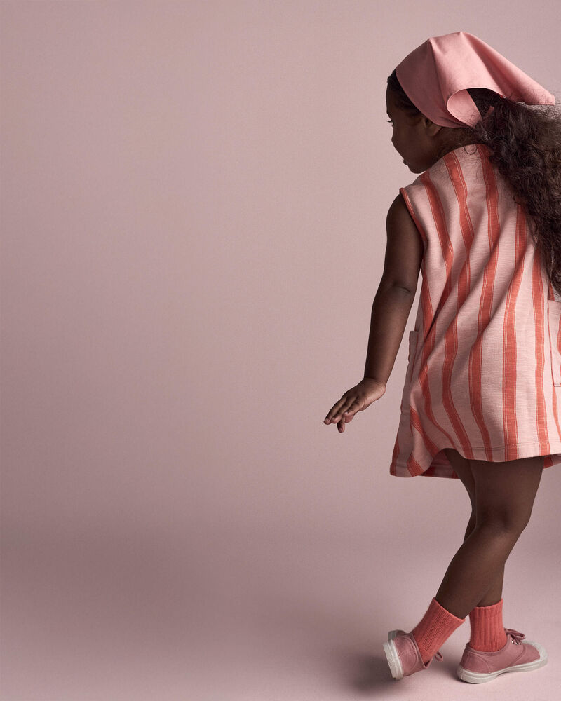 Toddler Girl Striped Pocket Dress - Orange, image 5 of 6 slides