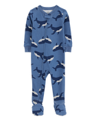 Baby Boy Whale Print Snug Fit Cotton Footie 1-Piece Pajamas - Navy, image 1 of 4 slides