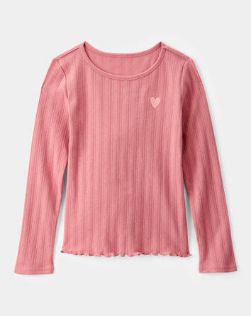 Kid Heart Embroidered Long-Sleeve Top - Pink, 