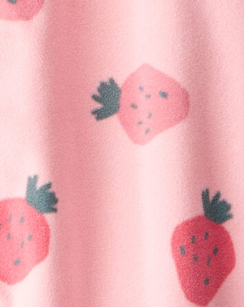 Kid 1-Piece Strawberry Fleece Footie Pajamas - Pink, 