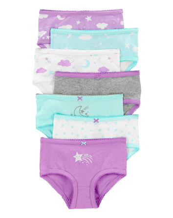 Kid 7-Pack Star and Moon Brief Stretch Cotton Underwear, 