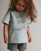 Toddler 'Salty Sun Socials' Premium Relaxed Graphic Tee - Light Blue, image 3 of 6 slides