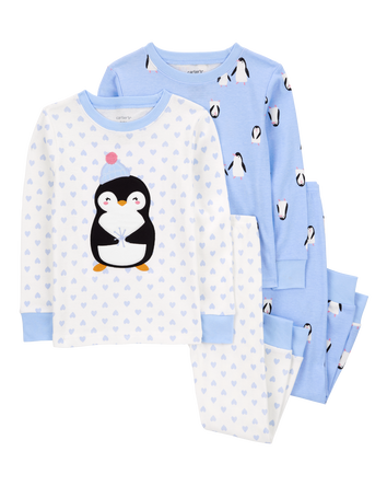 Toddler 4-Piece Penguin 100% Snug Fit Cotton Pajamas, 
