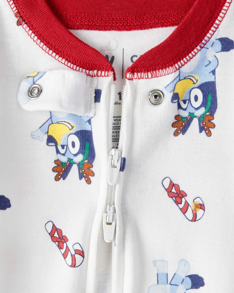 Baby Bluey&trade; 100% Cotton Long-Sleeve Snug Fit 1-Piece Pajamas - White, image 2 of 4 slides