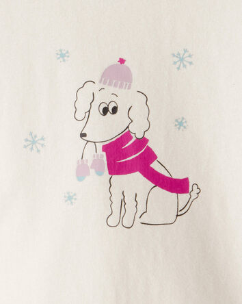 Baby Girl Dog Long-Sleeve Graphic Bodysuit - Cream, 