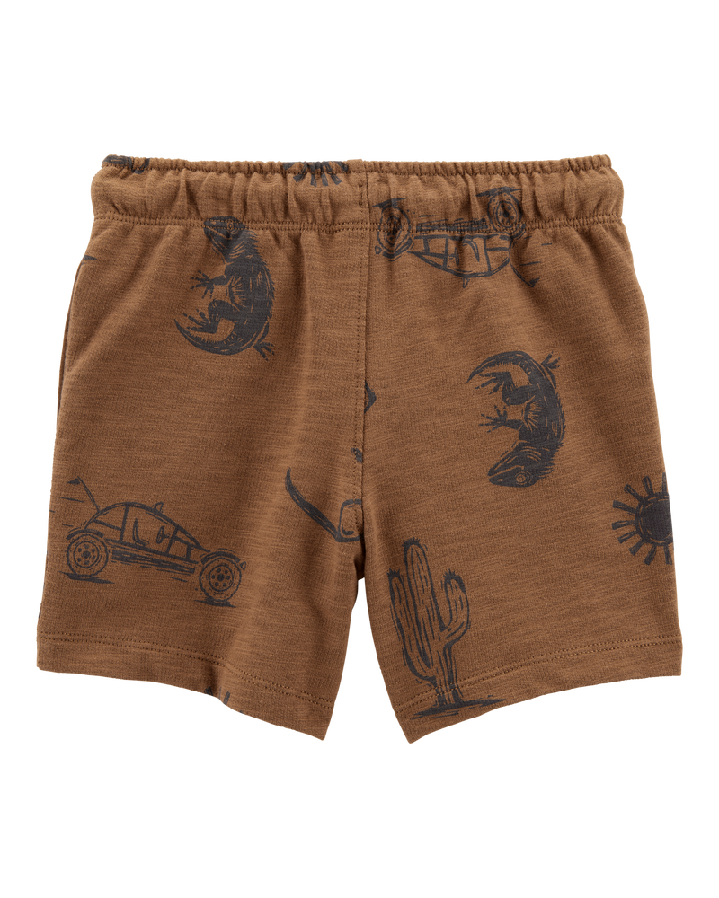 Toddler 2-Piece Desert Print Henley & Pull-On Shorts Set - Brown, image 5 of 8 slides