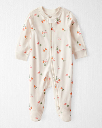 Baby Girl Organic Cotton Fruit-Print Sleep & Play Pajamas, 