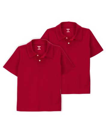 Kid 2-Pack Pique Uniform Polo Shirts - Red, 