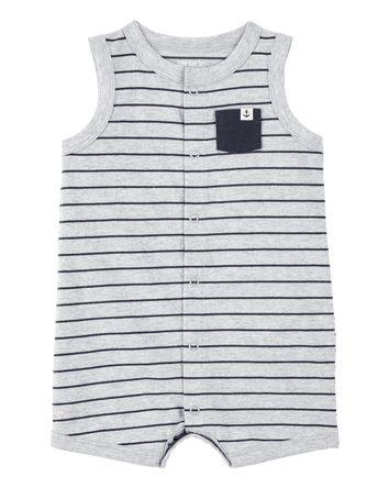 Baby Striped Snap-Up Romper, 