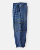 Toddler Boy Denim Cargo Joggers - Dark Wash, image 3 of 5 slides