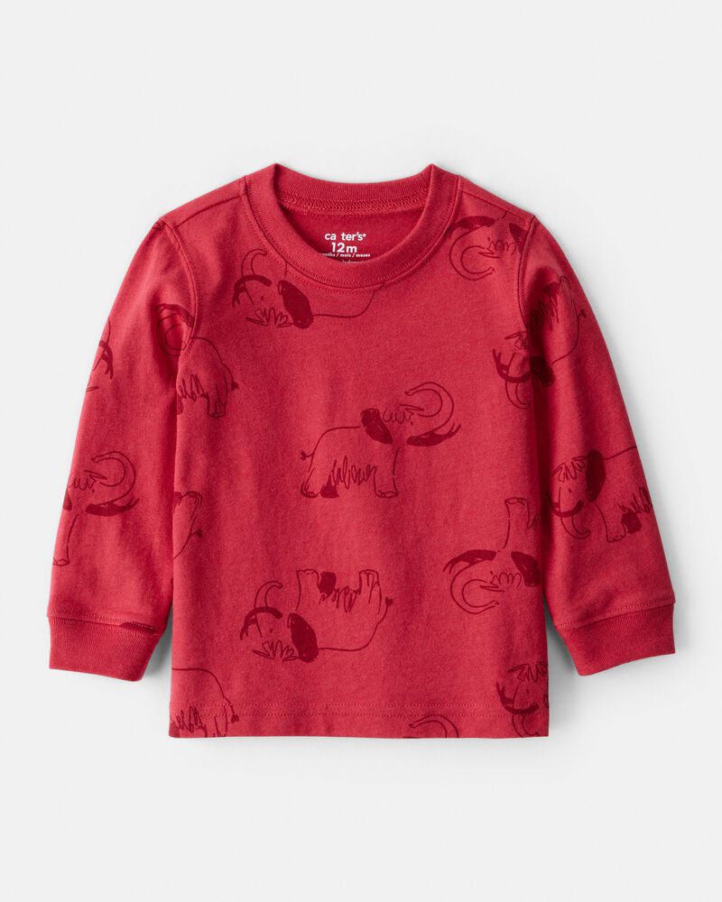 Baby Boy Mammoth Long-Sleeve Graphic Tee - Red, image 1 of 3 slides