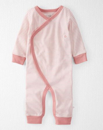 Baby Girl Organic Cotton Wrap Sleep & Play Pajamas in Stripes, 