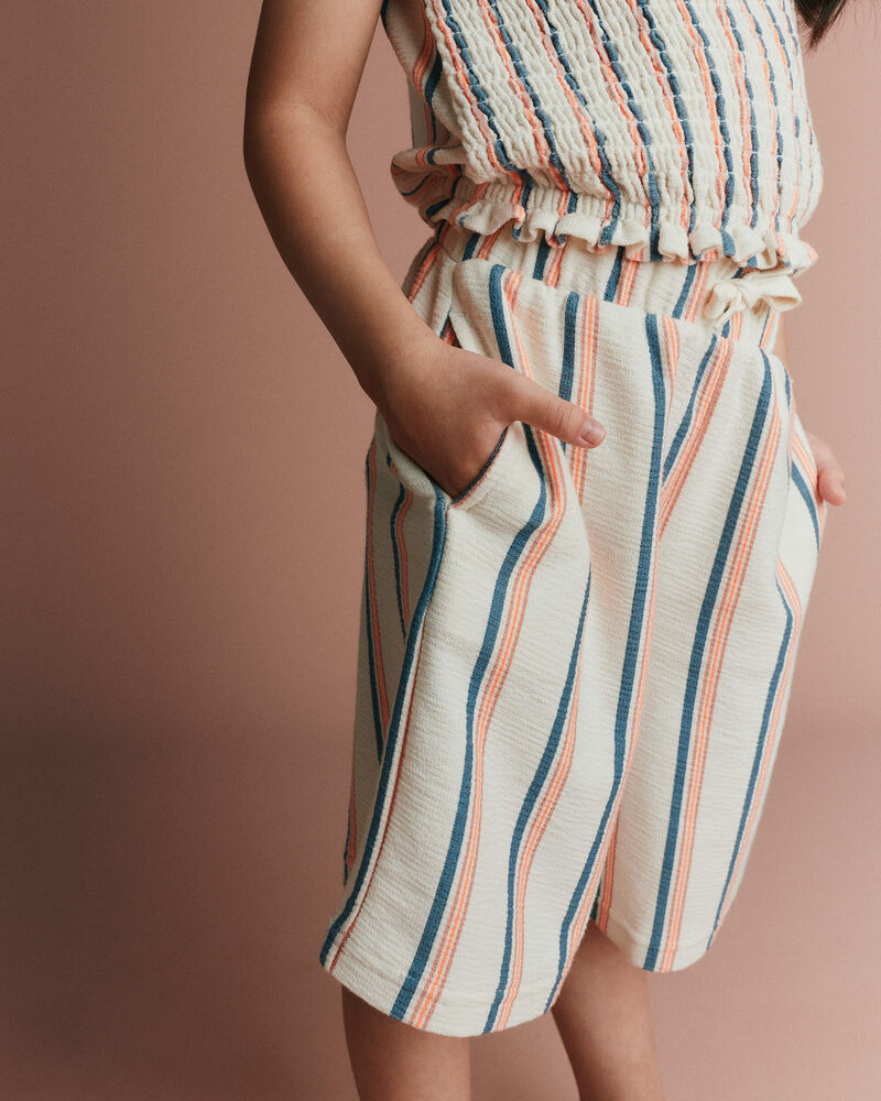 Toddler Girl Wide-Leg Capri Pant in Stripes - Cream, image 3 of 7 slides