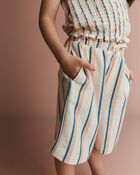 Toddler Girl Wide-Leg Capri Pant in Stripes - Cream, image 3 of 7 slides