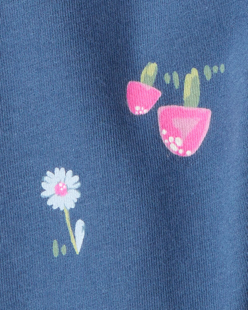 Baby Girl 2-Piece Floral Blue Top & Stretch Leggings Set - Blue, image 7 of 7 slides