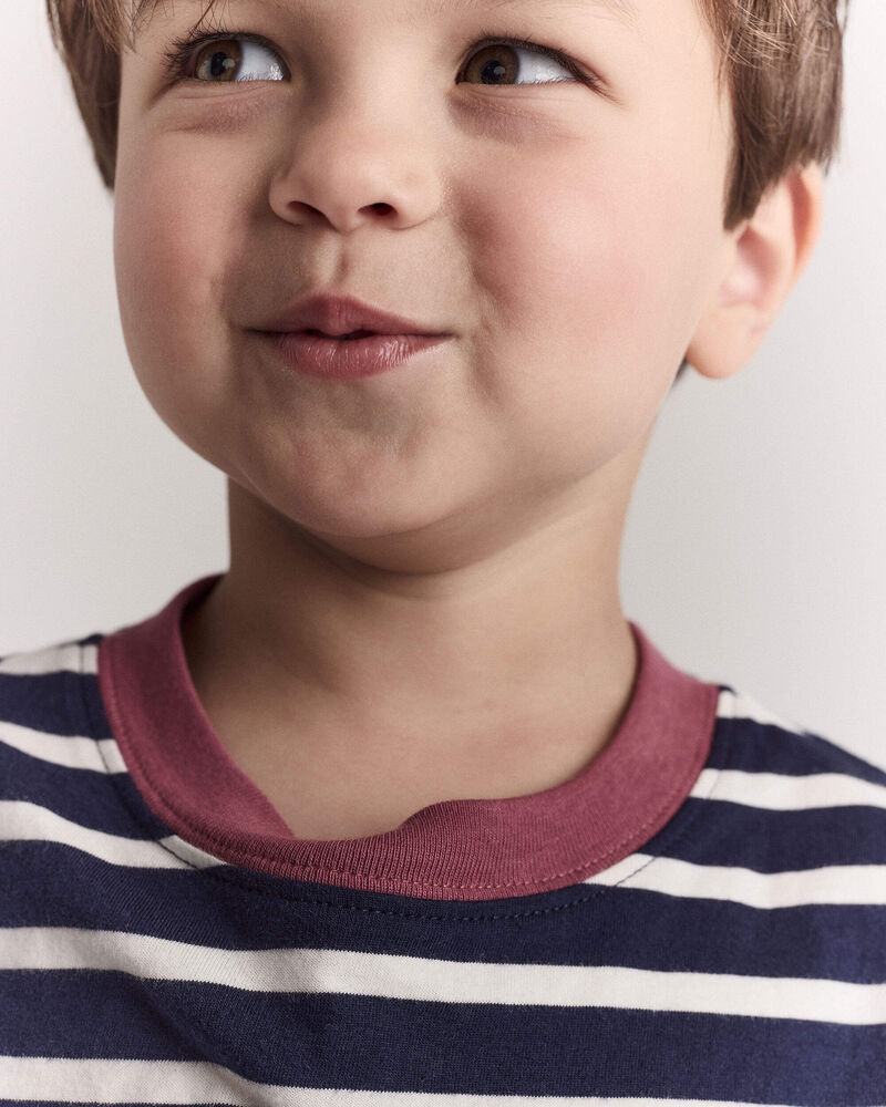 Toddler Striped Short-Sleeve Relaxed Subway Tee - Navy, image 3 of 6 slides