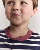 Toddler Striped Short-Sleeve Relaxed Subway Tee - Navy, image 3 of 6 slides