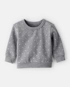 Baby Girl DayDream Fleece Polka Dot Sweatshirt - Grey, image 1 of 3 slides