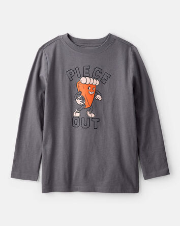 Boys Thanksgiving Pie Long-Sleeve Graphic Tee - Grey, 