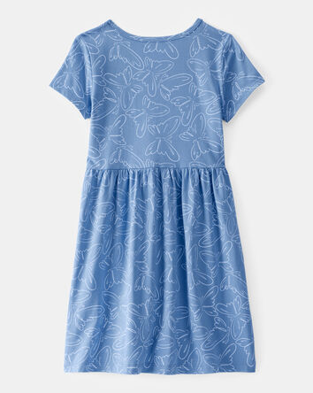 Girls Butterfly Short-Sleeve Dress - Blue, 