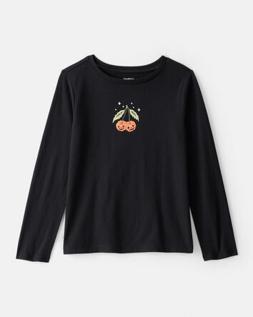 Girls Halloween Pumpkin Long-Sleeve Graphic Tee - Black, 
