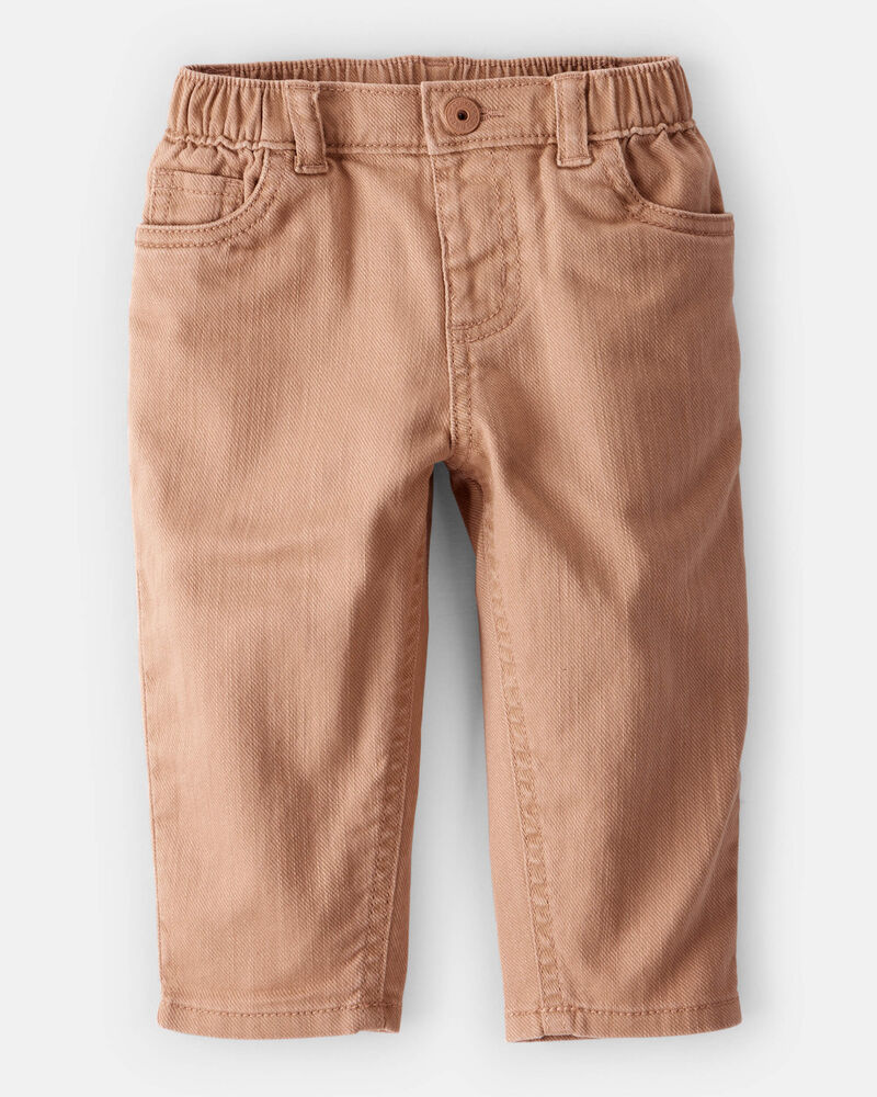 Baby Boy  Tapered 100% Cotton Twill Pants - Tan, image 1 of 4 slides