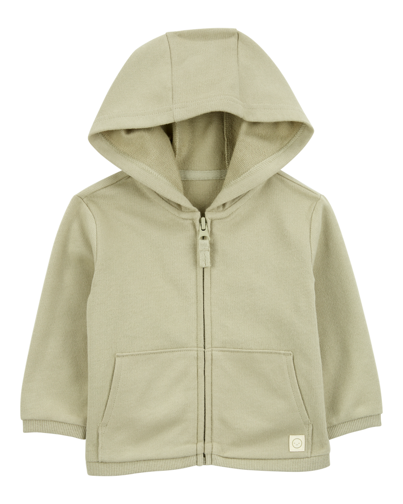 Baby Boy Zip-Up French Terry Hoodie - Green, image 1 of 3 slides