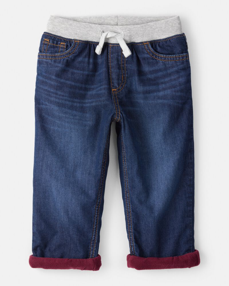 Toddler Boy Lined Dark Wash Straight Jeans, image 1 of 4 slides