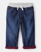 Toddler Boy Lined Dark Wash Straight Jeans, image 1 of 4 slides