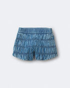 Toddler Girl Ruched Shorts in Chambray, image 2 of 7 slides